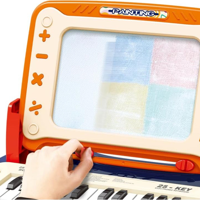 Lavagnetta Musicale Bambini 2 in 1 con Tastiera Elettronica 25 Tasti Piano