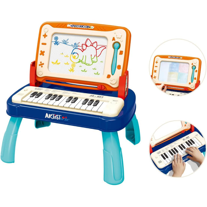 Lavagnetta Musicale Bambini 2 in 1 con Tastiera Elettronica 25 Tasti Piano