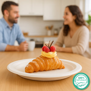 700 Piatti Dessert in Polpa Cellulosa Piattini 100% Biodegradabili Monouso 18cm