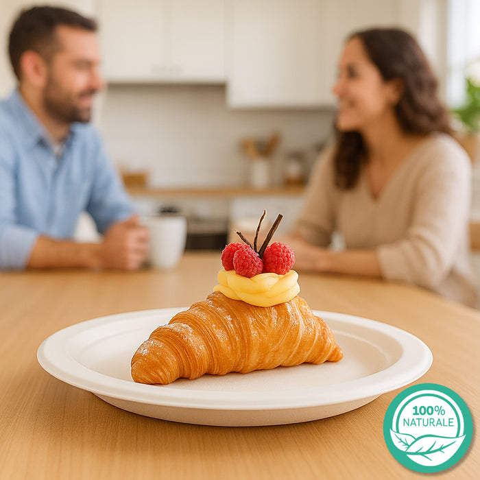 700 Piatti Dessert in Polpa Cellulosa Piattini 100% Biodegradabili Monouso 18cm