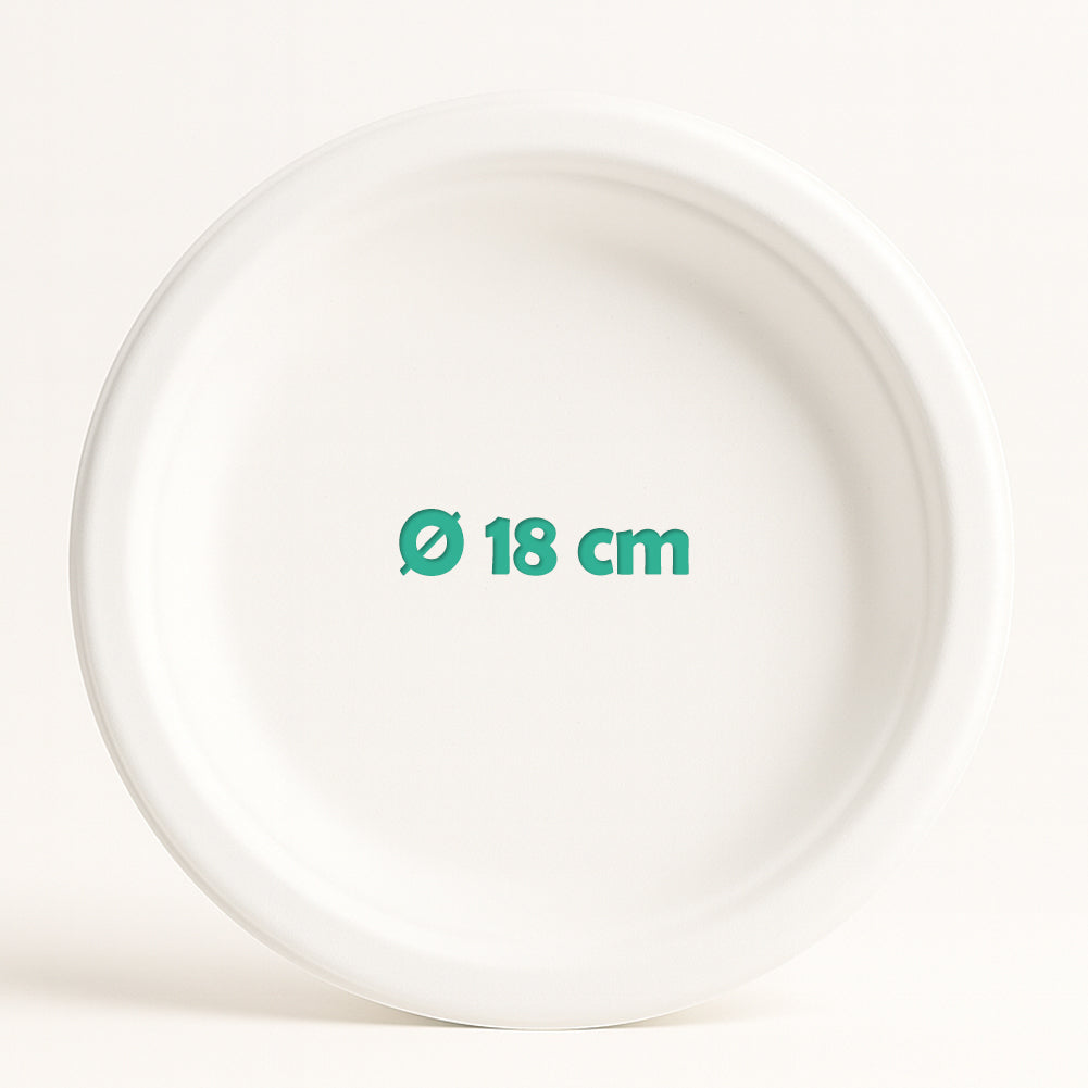 700 Piatti Dessert in Polpa Cellulosa Piattini 100% Biodegradabili Monouso 18cm