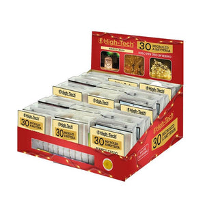 HIGH-TECH SET 3PZ FILO METALLICO CON 30 MICROLED A BATTERIA IN COLORE BIANCO CALDO