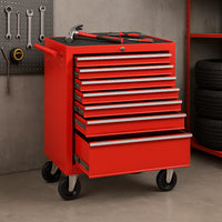 Carrello Portautensili 7 Cassetti Mobiletto con 4 Ruote Maniglia per Garage Officina Rosso