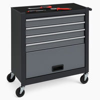 Carrello Portautensili in Acciaio con 4 Cassetti e Vano Porta Attrezzi per Officina Grigio