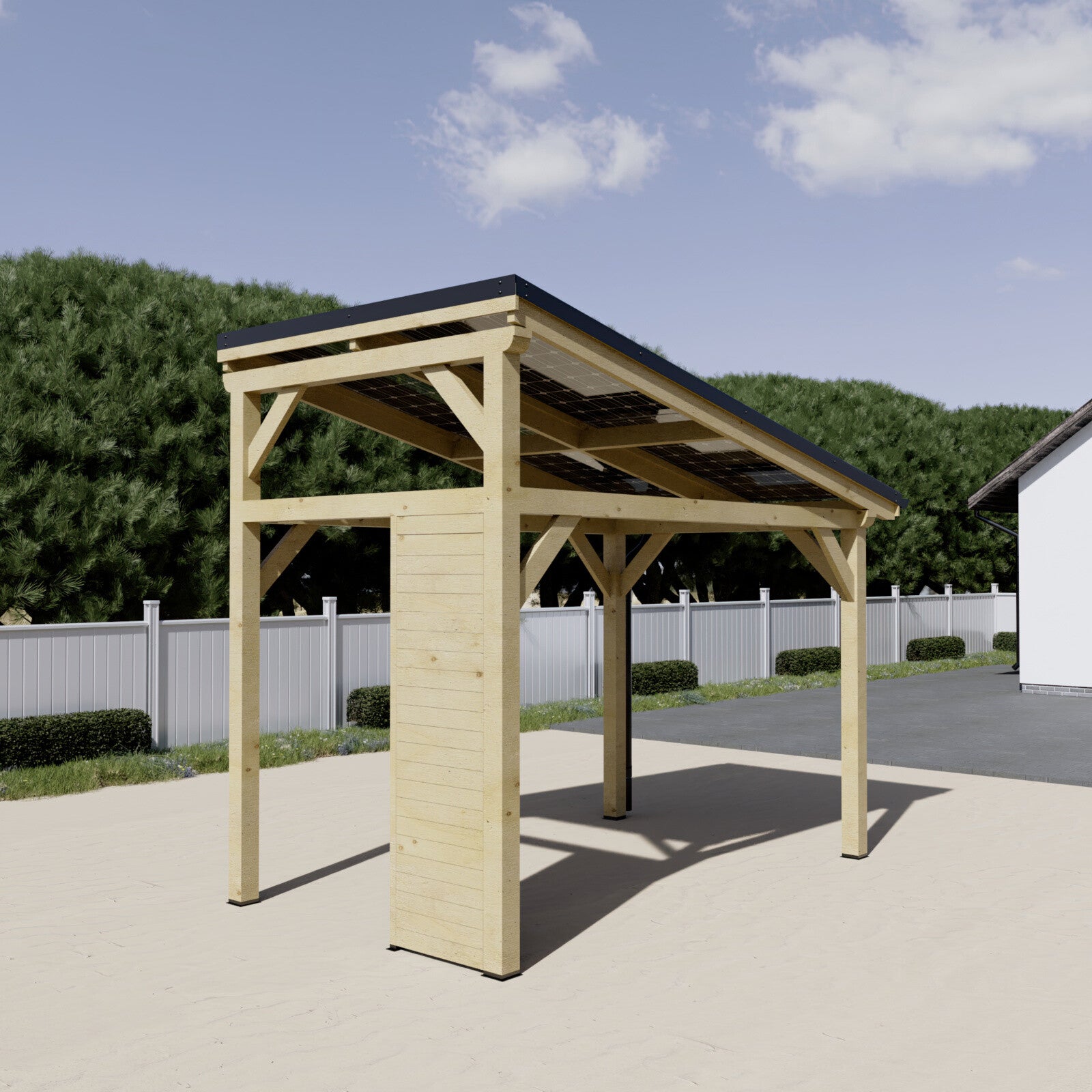 Tettoia Carport THT con impianto Fotovoltaico Wattoit 2kW Monofalda 375X237