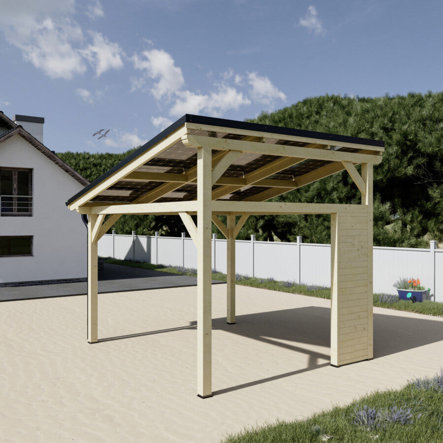 Tettoia Carport THT con impianto Fotovoltaico Wattoit 3kW Monofalda 375X352