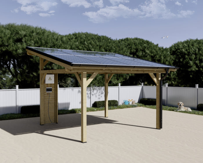 Tettoia Carport THT con impianto Fotovoltaico Wattoit 4kW Monofalda 375X463