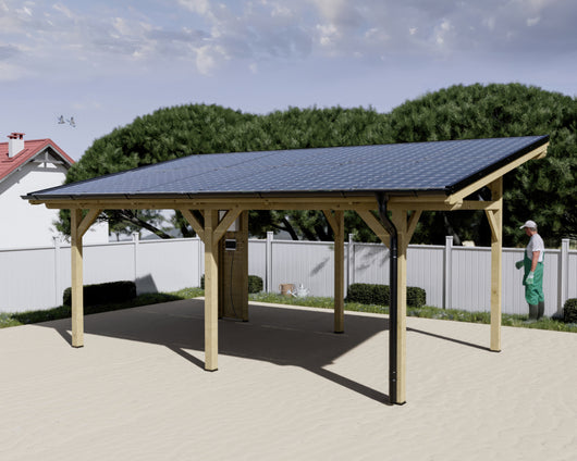 Tettoia Carport THT con impianto Fotovoltaico Wattoit 6kW Monofalda 375X697