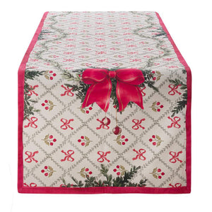 Runner Natalizio con Fiocco Rosso Shabby Chic Blanc Mariclò