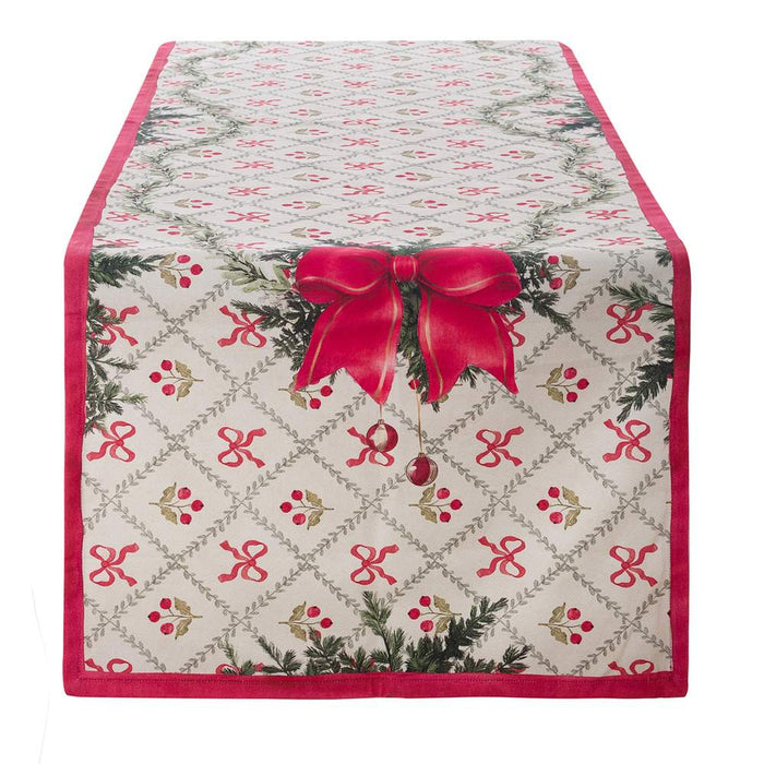 Runner Natalizio con Fiocco Rosso Shabby Chic Blanc Mariclò