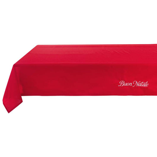Tovaglia Natalizia Rossa con Ricamo Buon Natale Blanc Mariclò
