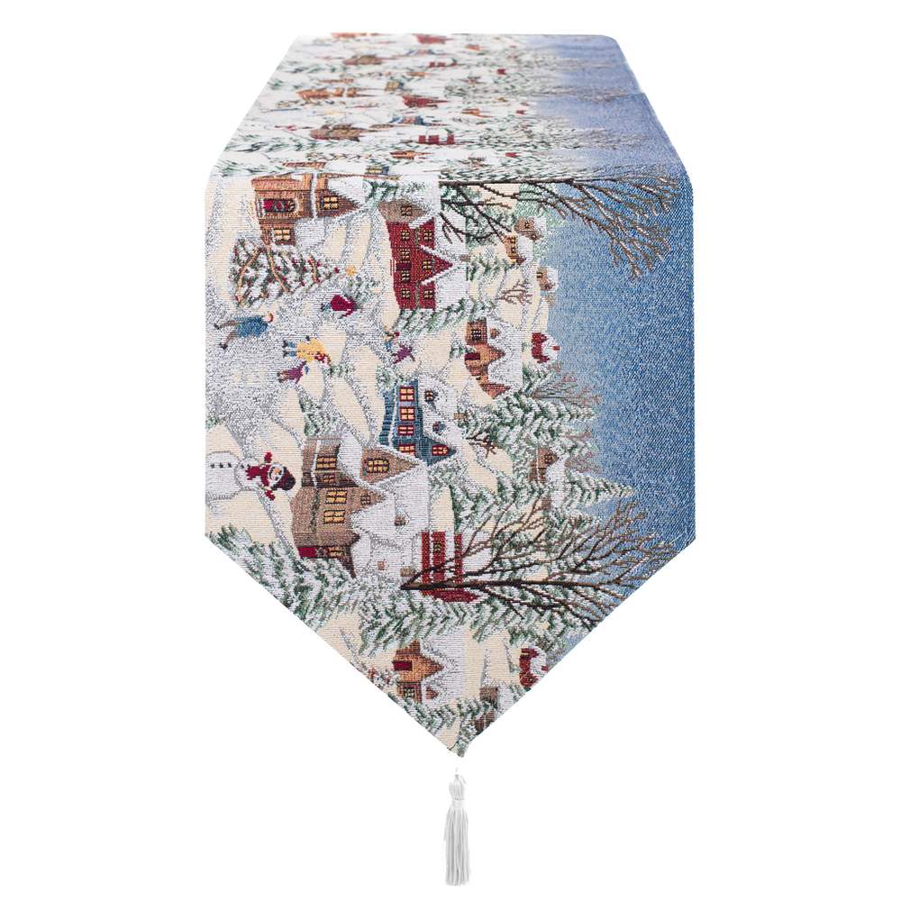 Runner Centrotavola con Paesaggio Natalizio Borgo Alpino Blanc Mariclò