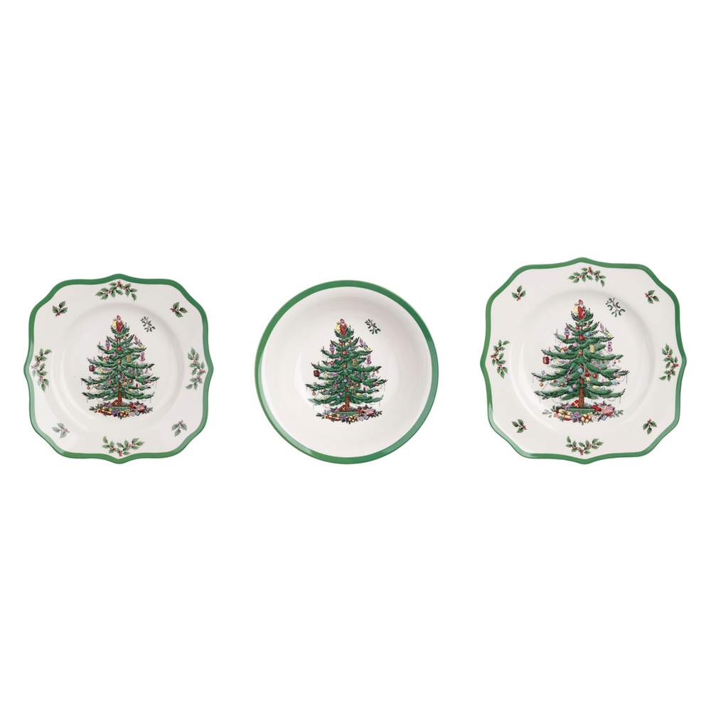 Batteria Piatti da Cucina Natalizi Abies Natalis Blanc Mariclò 18 Pz