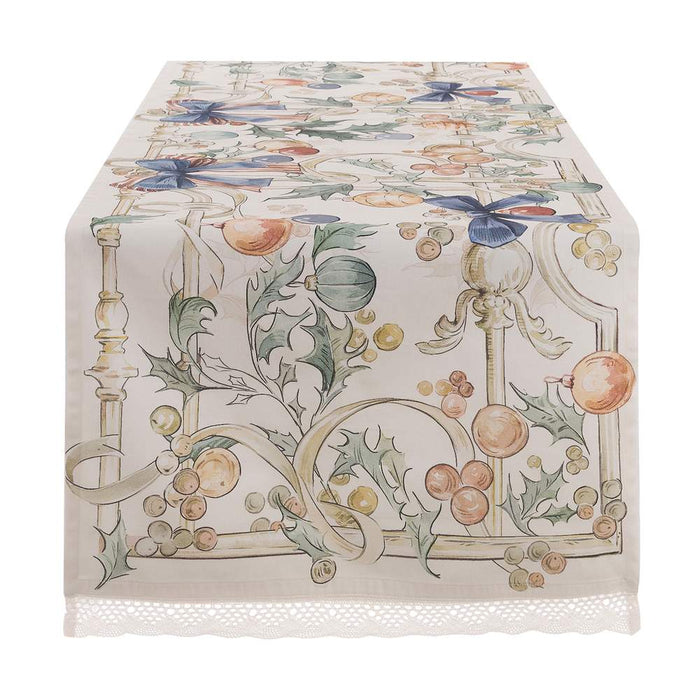 Runner Natalizio con Pizzo Intrecci di Sogno Blanc Mariclò