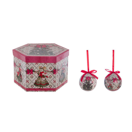 Scatola Regalo con Palline di Natale Shabby Chic Blanc Mariclo Fantasia Topini