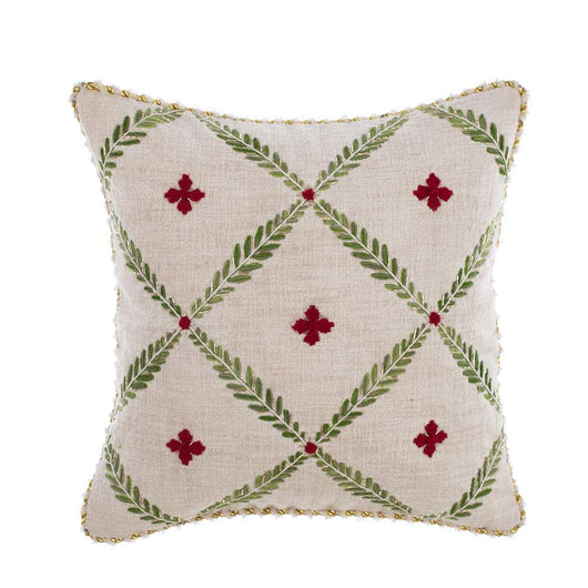 Cuscino Natalizio con Ricamo 30x45 Verde Rosso Shabby Chic Blanc Mariclo