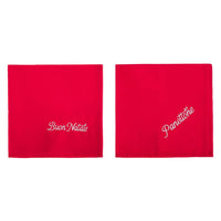 Tovaglioli Natalizi in Stoffa con Ricamo Rosso Blanc Mariclò