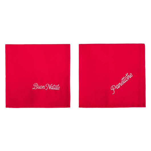 Tovaglioli Natalizi in Stoffa con Ricamo Rosso Blanc Mariclò