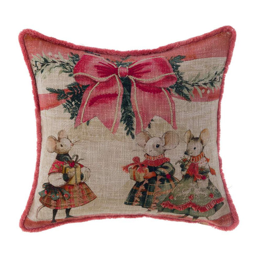 Cuscino Natalizio Shabby Chic con Topolini Favola di Natale Blanc Mariclò