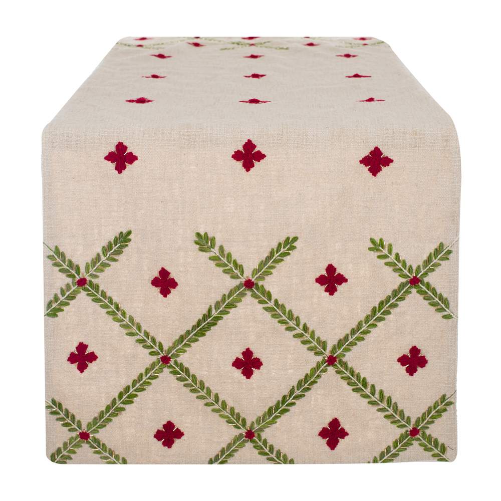 Runner Natalizio Ricamato Shabby Chic Trame Blanc Mariclo