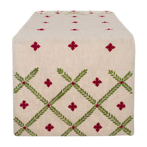 Runner Natalizio Ricamato Shabby Chic Trame Blanc Mariclo