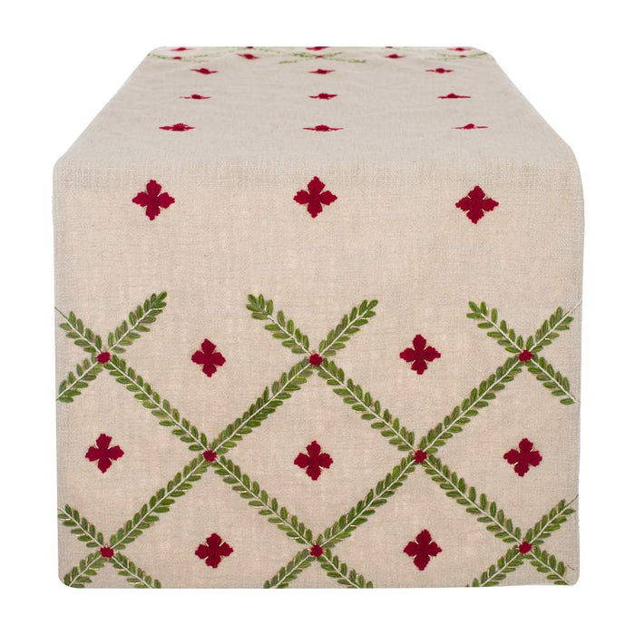 Runner Natalizio Ricamato Shabby Chic Trame Blanc Mariclo