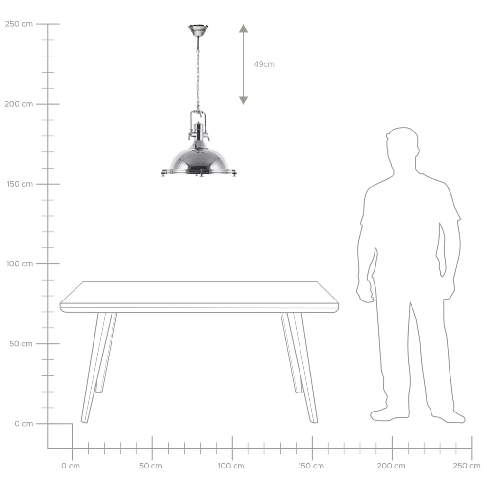 Lampada a Sospensione in Metallo Argento Cromato Task Illuminazione Industrial