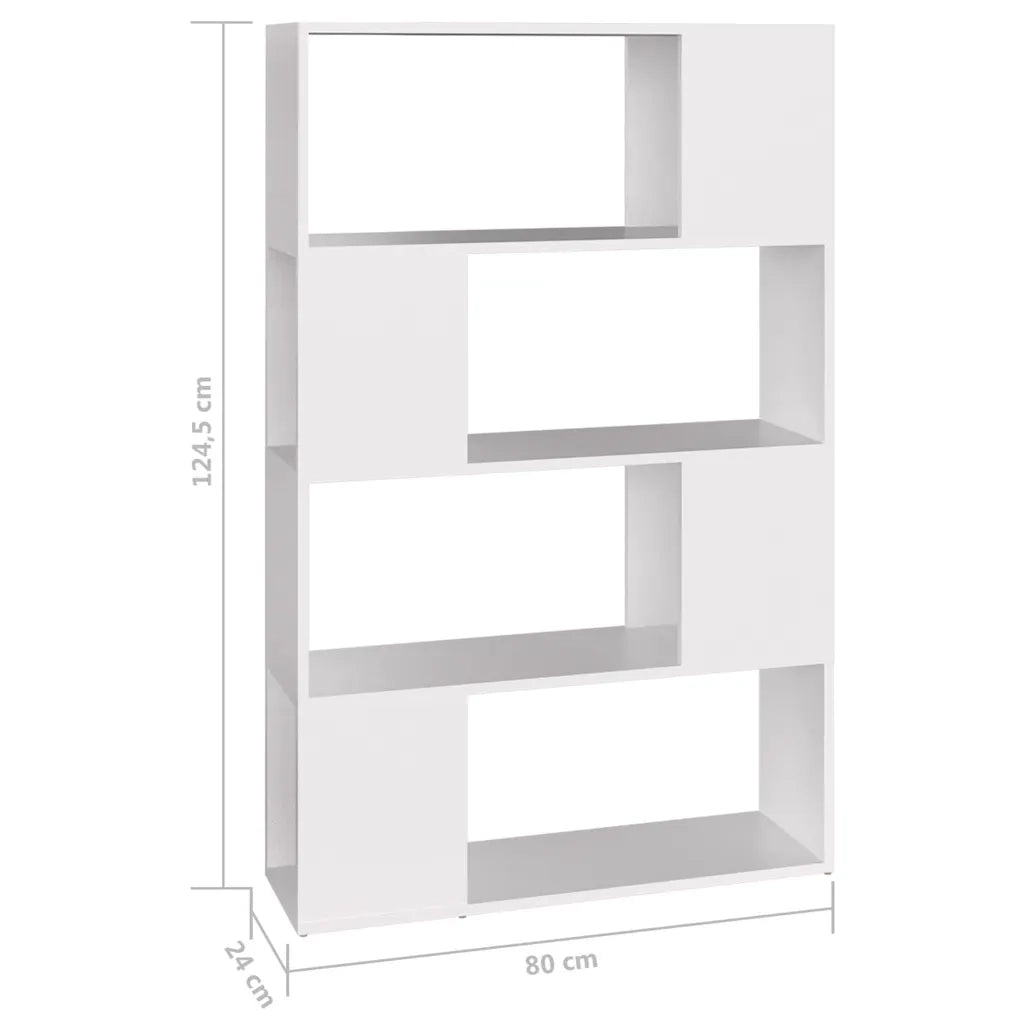Libreria Divisorio-Scaffale per Libri-Mobile di Stoccaggio Bianco 80x24x124,5 cm in Truciolato