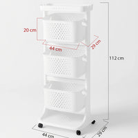 Carrello da Cucina Bianco Portafrutta con Cestelli Basculanti in Polipropilene