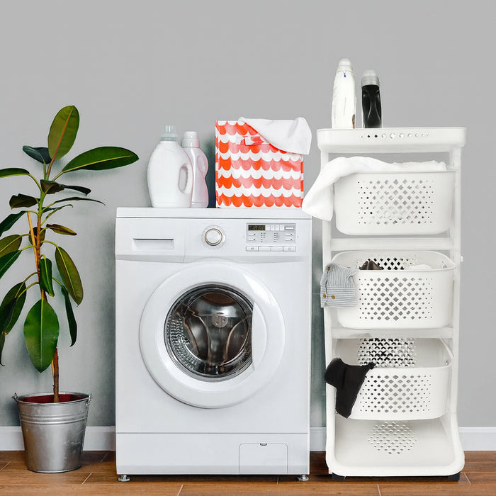 Carrello da Cucina Bianco Portafrutta con Cestelli Basculanti in Polipropilene