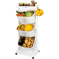 Carrello da Cucina Bianco Portafrutta con Cestelli Basculanti in Polipropilene