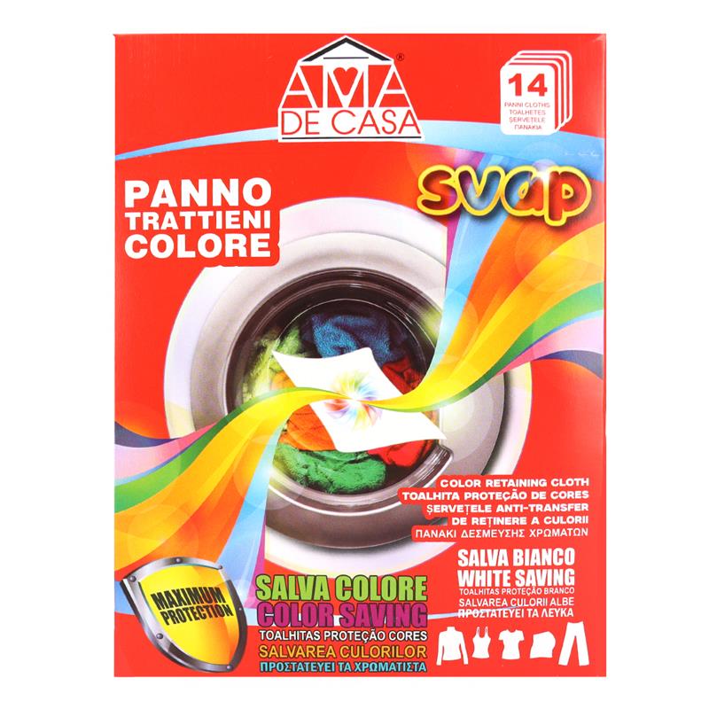PANNO PER LAVAGGIO TRATTIENI COLORI SVAP CAPI COLORATI E BIANCHI MAXIMUM PROTECTION 14PZ