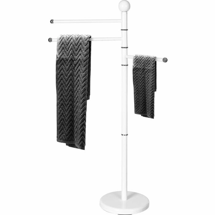 Piantana Portasciugamani Bagno con 3 Bracci Rotanti Bianco Acciaio Antiruggine