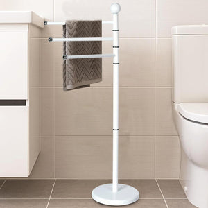 Piantana Portasciugamani Bagno con 3 Bracci Rotanti Bianco Acciaio Antiruggine