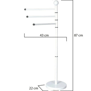Piantana Portasciugamani Bagno con 3 Bracci Rotanti Bianco Acciaio Antiruggine