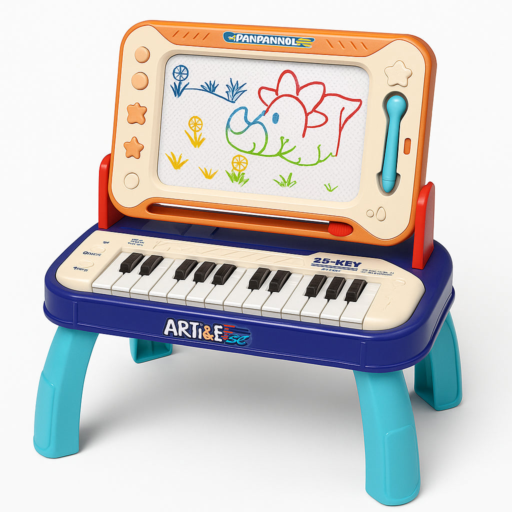Lavagnetta Musicale Bambini 2 in 1 con Tastiera Elettronica 25 Tasti Piano