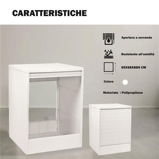 MOBILE COPRILAVATRICE SINGOLO CON APERTURA A SERRANDA DIMENSIONE 65X68X88H CM COLORE BIANCO