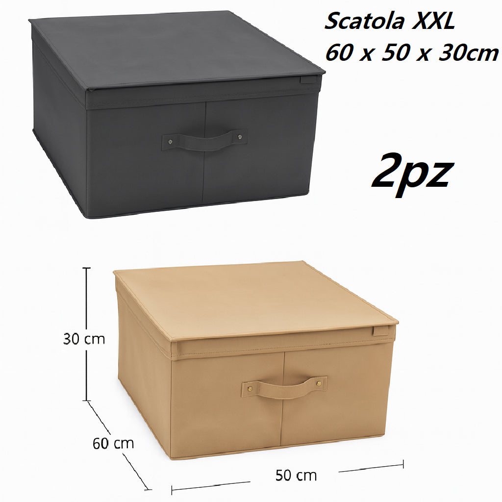 Scatole Cambio Stagione TNT Pieghevoli 60x50x30cm kit 2 pezzi Salvaspazio con Maniglie