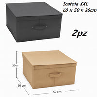 Scatole Cambio Stagione TNT Pieghevoli 60x50x30cm kit 2 pezzi Salvaspazio con Maniglie