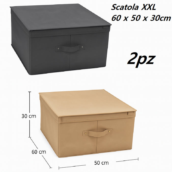 Scatole Cambio Stagione TNT Pieghevoli 60x50x30cm kit 2 pezzi Salvaspazio con Maniglie
