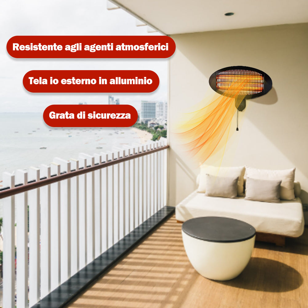 Stufa Elettrica Quarzo Infrarossi da Parete 2000W a Basso Consumo Resistente