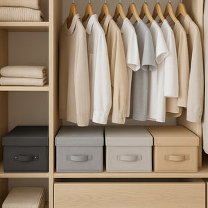 Scatole Cambio Stagione TNT Pieghevoli 48x36x19cm kit 4 pezzi Salvaspazio con Maniglie