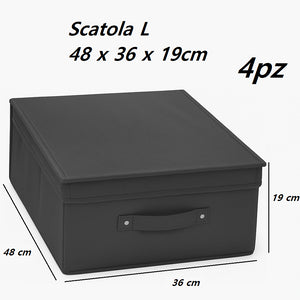 Scatole Cambio Stagione TNT Pieghevoli 48x36x19cm kit 4 pezzi Salvaspazio con Maniglie