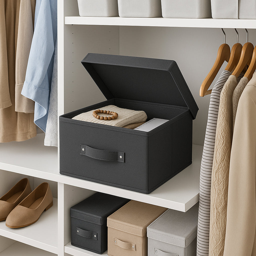 Scatole Cambio Stagione TNT Pieghevoli 50x40x15cm kit 3 pezzi Salvaspazio con Maniglie