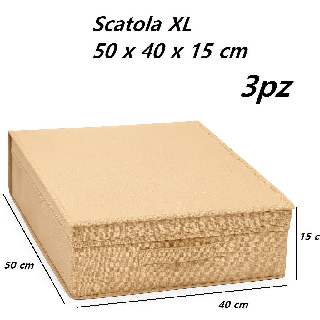 Scatole Cambio Stagione TNT Pieghevoli 50x40x15cm kit 3 pezzi Salvaspazio con Maniglie