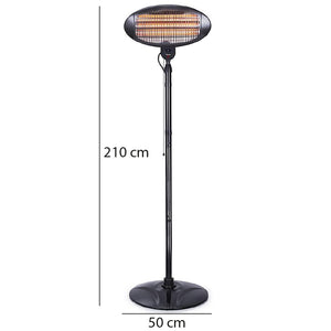 Stufa Elettrica 2in1 Infrarossi da Terra Piantana e Parete per Patio Bar Casa