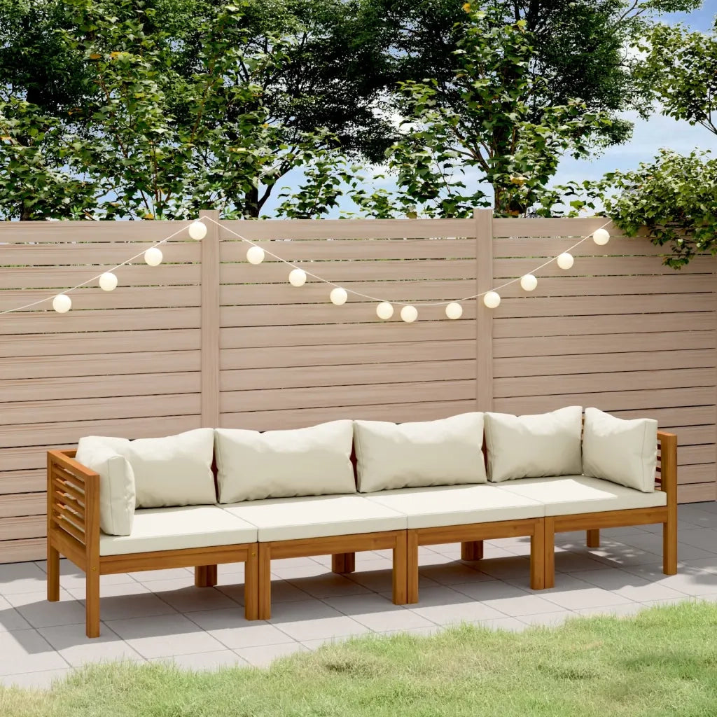 Divano da Giardino a 4 Posti con Cuscino Crema Massello Acacia 3086933