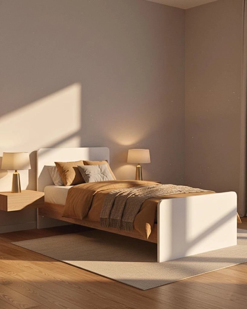 Letto easy con fascioni e pediera - Letto singolo 87 x 197 - Testiera e pediera Bianco, fascioni virginia - Rete e materasso esclusi_
