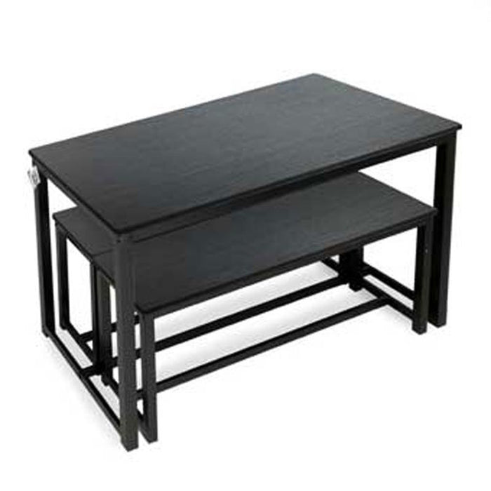 SET TAVOLO CON 2 PANCHE IN LEGNO120X60X74 CM NERO