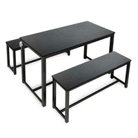 SET TAVOLO CON 2 PANCHE IN LEGNO120X60X74 CM NERO